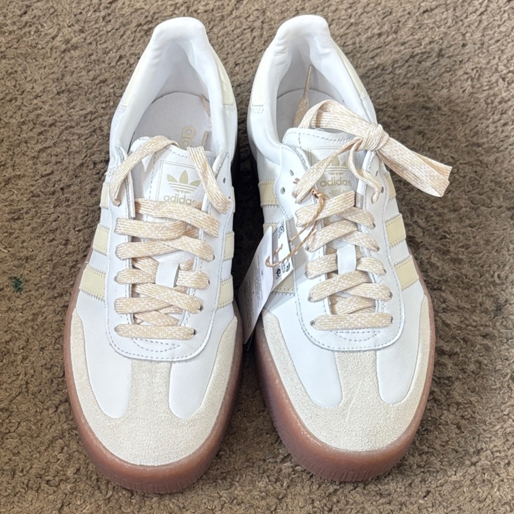 Adidas woman’s Sambae White and Tan Sneakers